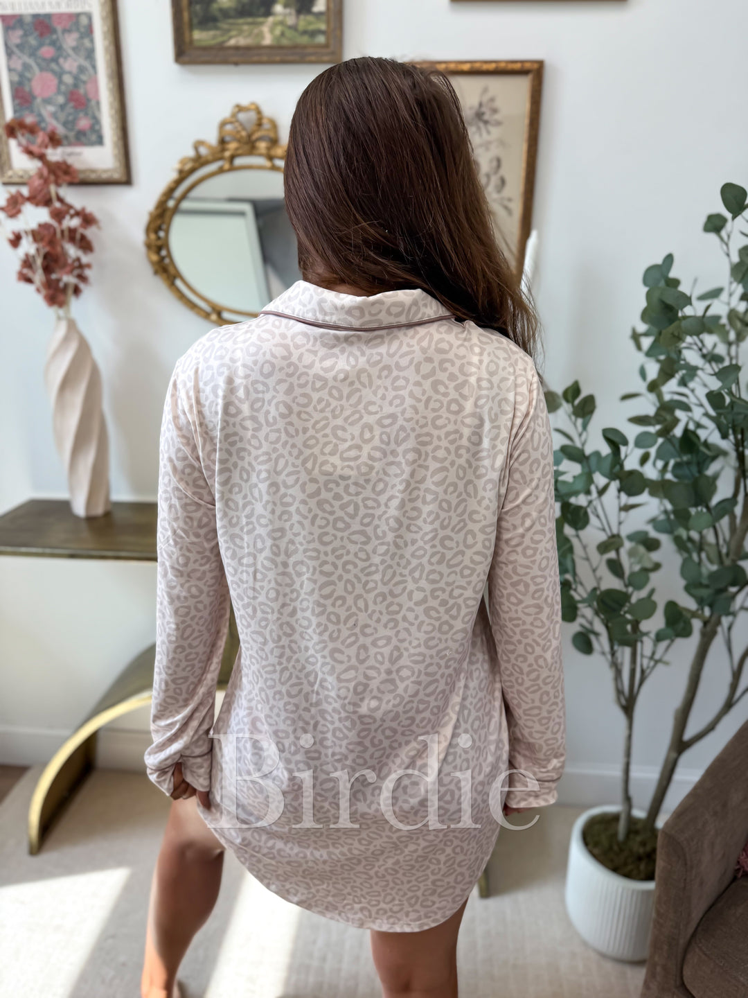 BIRDIE Long Sleeve Sleep Dress in Honey Leopard by Birdie (SEPT ARRAY: Ships in 3-4 Weeks)