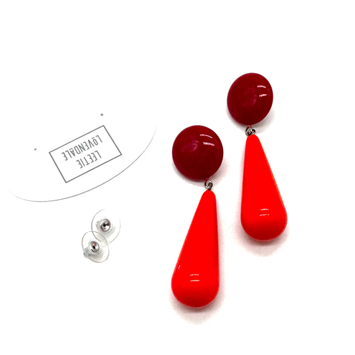 Red Hot Teardrop Earrings by Leetie Lovendale (Preorder: Ships in 2-3 Weeks)