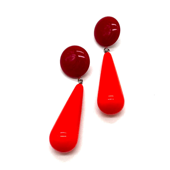 Red Hot Teardrop Earrings by Leetie Lovendale (Preorder: Ships in 2-3 Weeks)