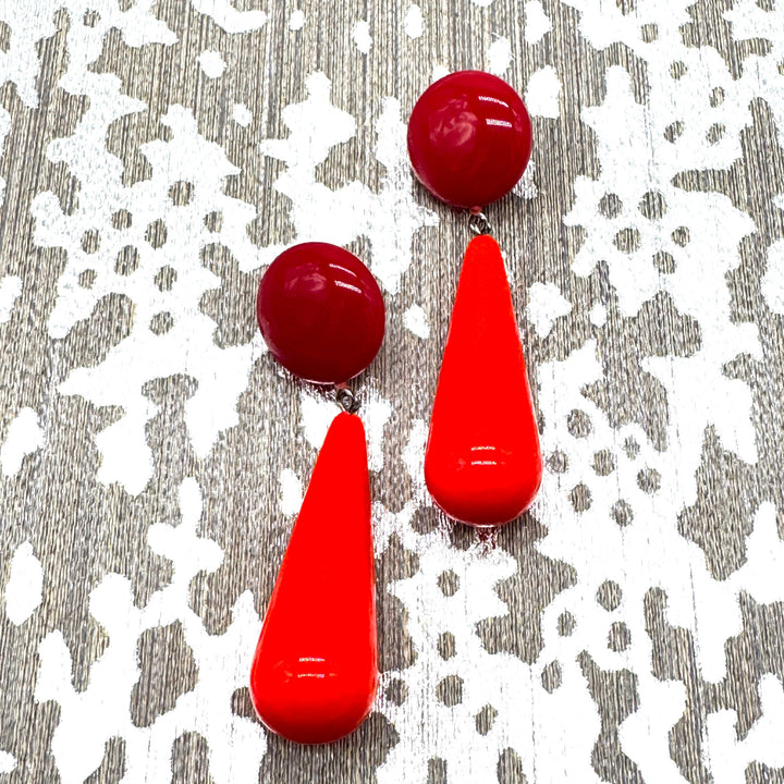 Red Hot Teardrop Earrings by Leetie Lovendale (Preorder: Ships in 2-3 Weeks)