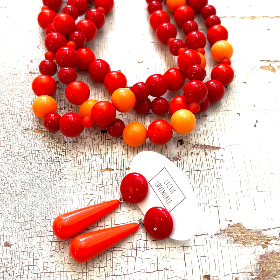 Red Hot Teardrop Earrings by Leetie Lovendale (Preorder: Ships in 2-3 Weeks)