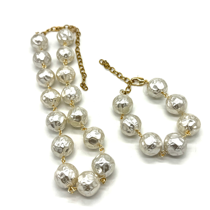 Hammered Pearl Betsy Bracelet by Lettie Lovendale (Ships in 2-3 Weeks)