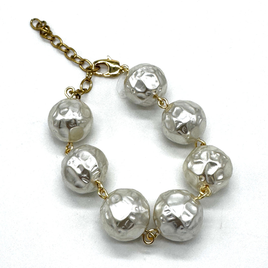 Hammered Pearl Betsy Bracelet by Lettie Lovendale (Ships in 2-3 Weeks)