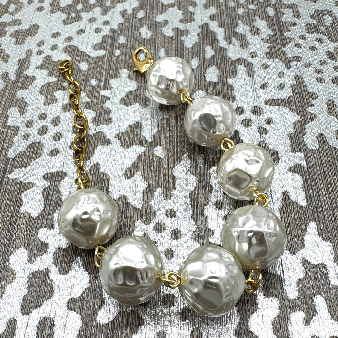 Hammered Pearl Betsy Bracelet by Lettie Lovendale (Ships in 2-3 Weeks)