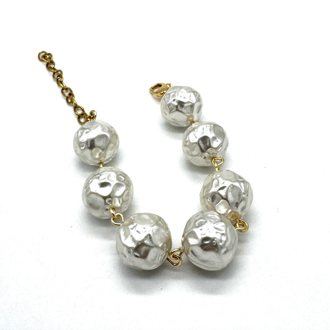 Hammered Pearl Betsy Bracelet by Lettie Lovendale (Ships in 2-3 Weeks)