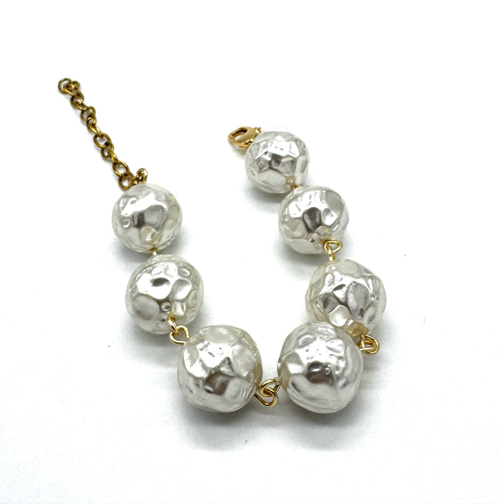 Hammered Pearl Betsy Bracelet by Lettie Lovendale (Ships in 2-3 Weeks)