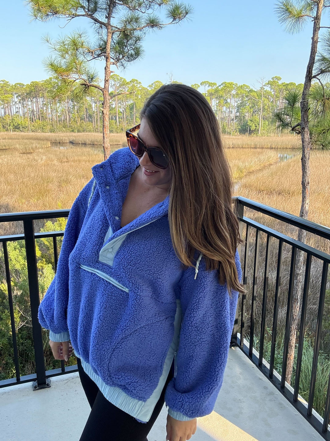 Blue Two-Toned Sherpa Fleece Pullover by Katydid