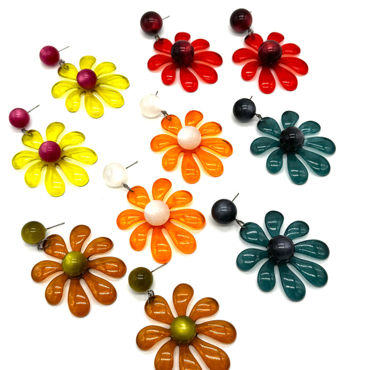 Retro Splat Flower Earrings by Leetie Lovendale (Preorder: Ships in 2-3 Weeks)