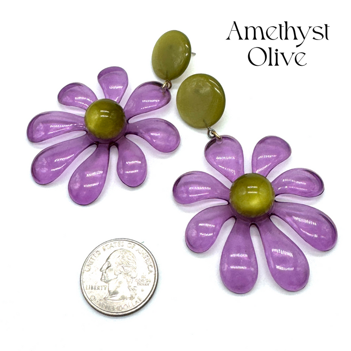 Retro Splat Flower Earrings by Leetie Lovendale (Preorder: Ships in 2-3 Weeks)