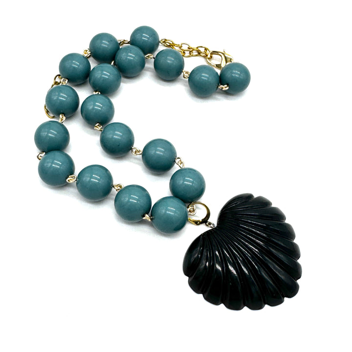 Deco Carved Heart Necklace by Lettie Lovendale (Ships in 2-3 Weeks)