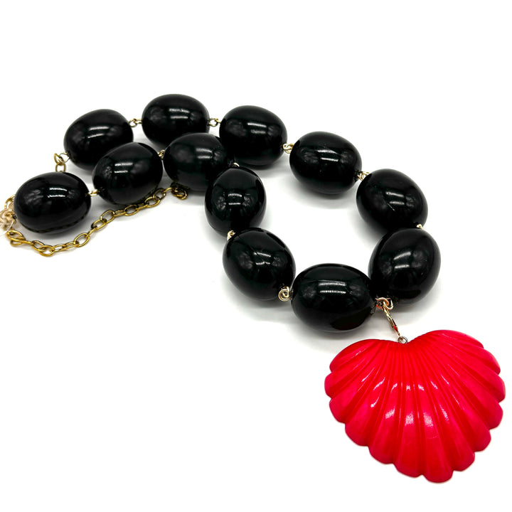Deco Carved Heart Necklace by Lettie Lovendale (Ships in 2-3 Weeks)