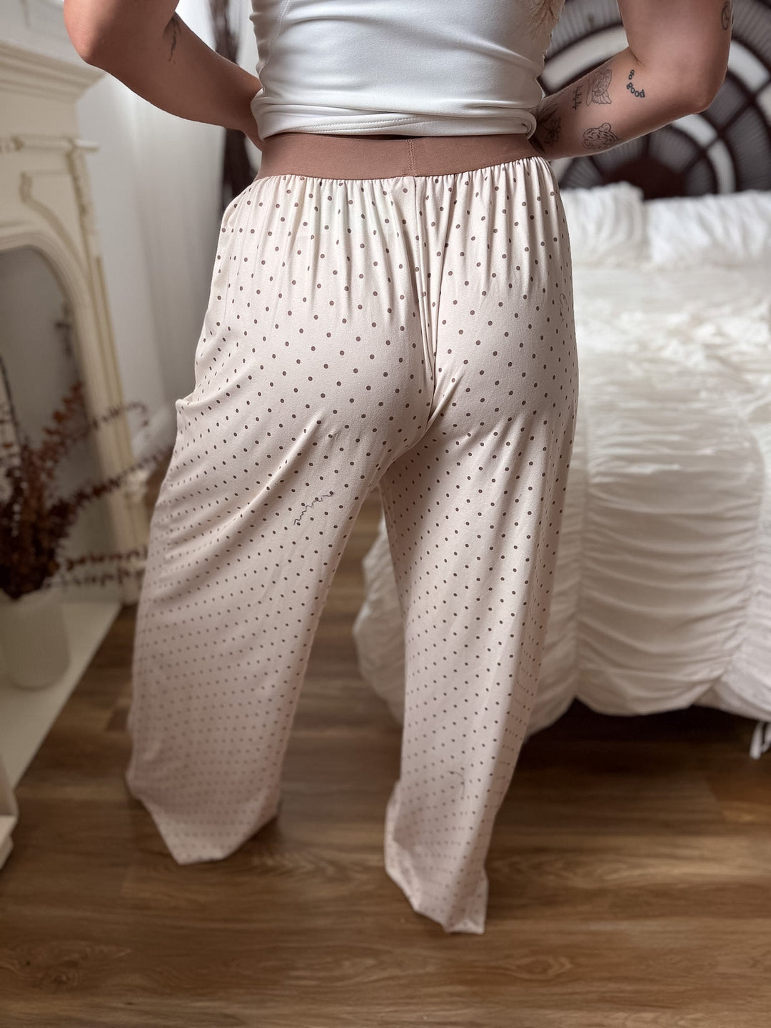 Butter Bliss Lounge Pants in Vanilla Latte Dot by BIRDIE (Ships in 3-4 Weeks)