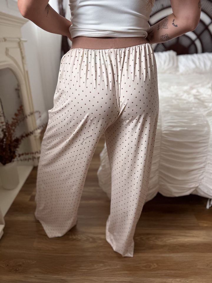 Butter Bliss Lounge Pants in Vanilla Latte Dot by BIRDIE (Ships in 3-4 Weeks)