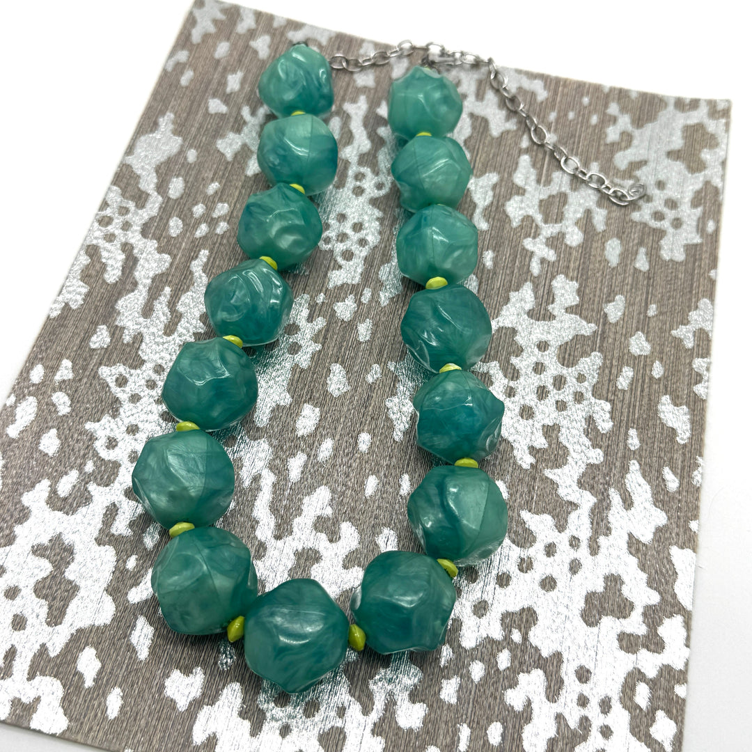 Peacock Pebble Marco Necklace by Lettie Lovendale (Ships in 2-3 Weeks)