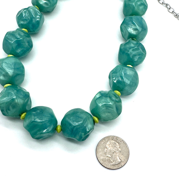 Peacock Pebble Marco Necklace by Lettie Lovendale (Ships in 2-3 Weeks)