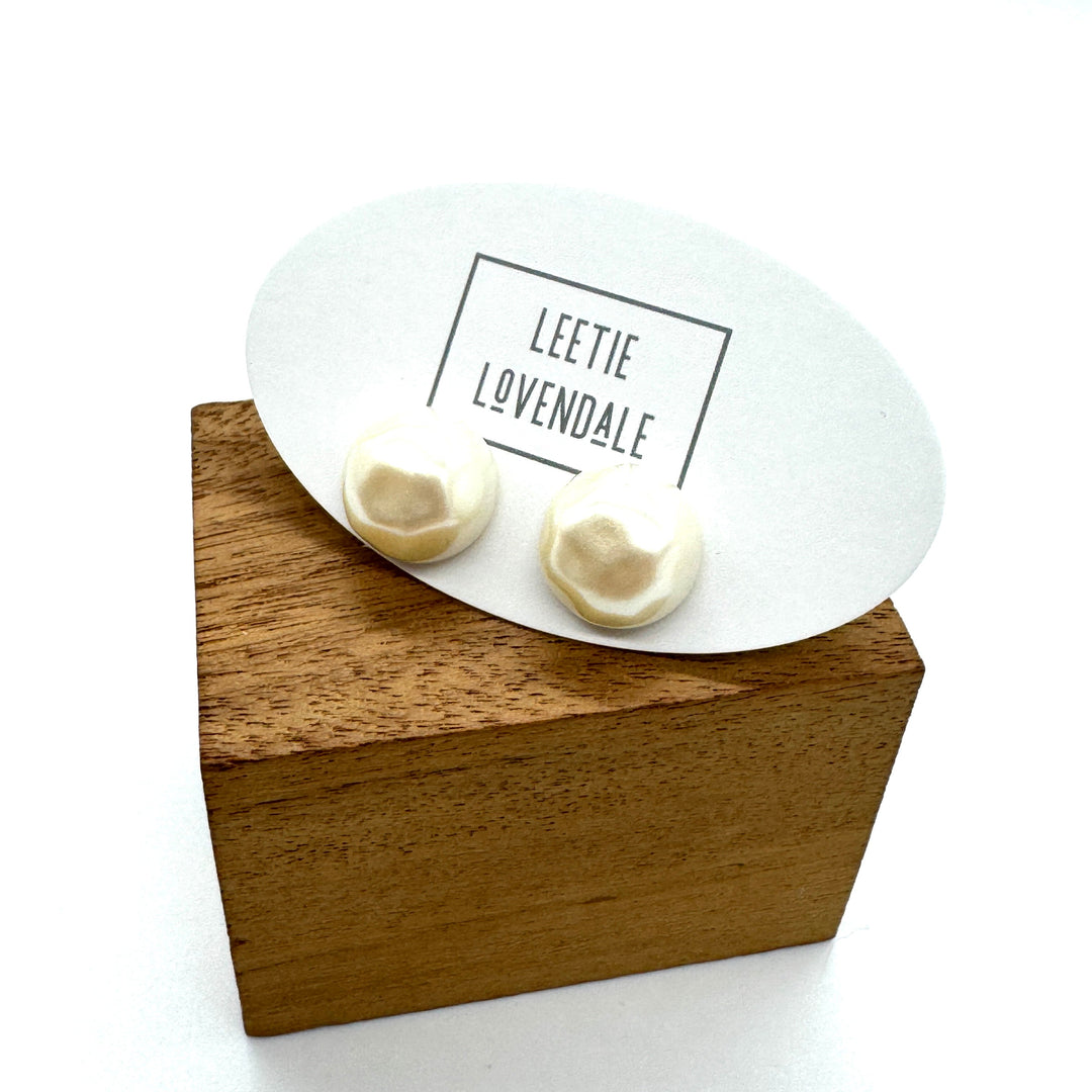 Flintstones Pearl Button Stud Earrings *DoorBuster!* by Lettie Lovendale (Ships in 2-3 Weeks)