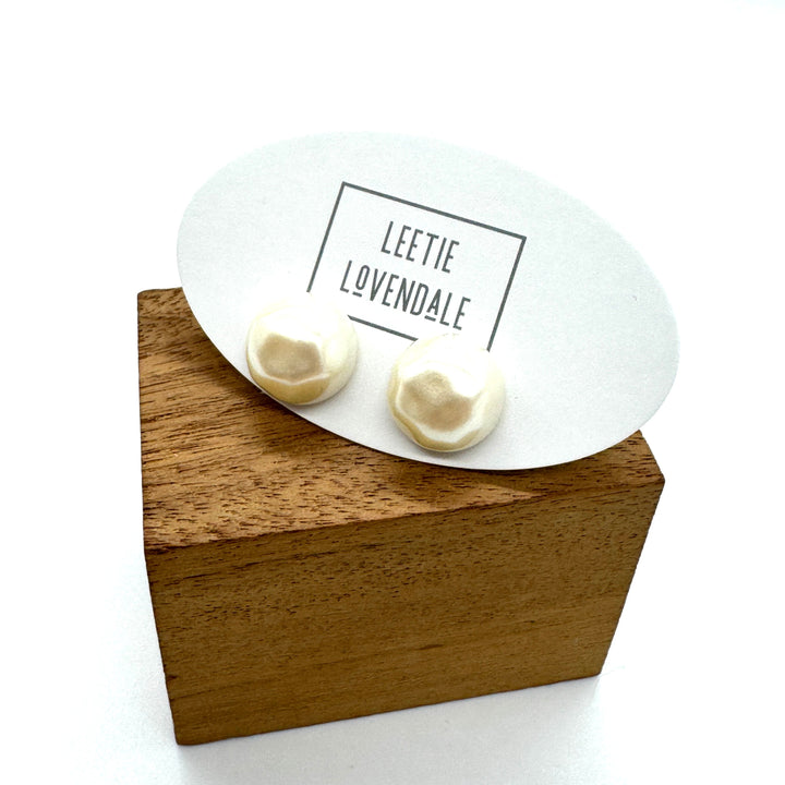 Flintstones Pearl Button Stud Earrings *DoorBuster!* by Lettie Lovendale (Ships in 2-3 Weeks)