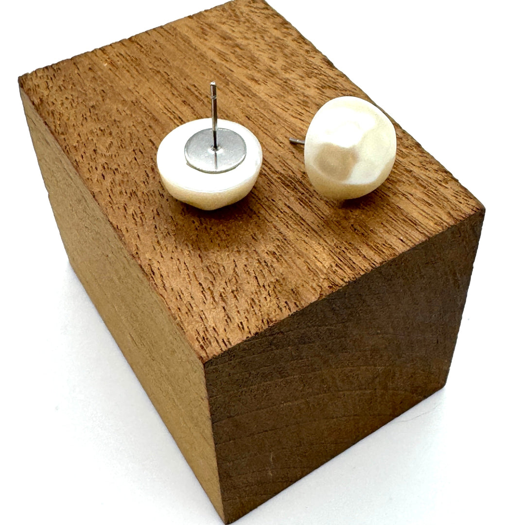 Flintstones Pearl Button Stud Earrings *DoorBuster!* by Lettie Lovendale (Ships in 2-3 Weeks)