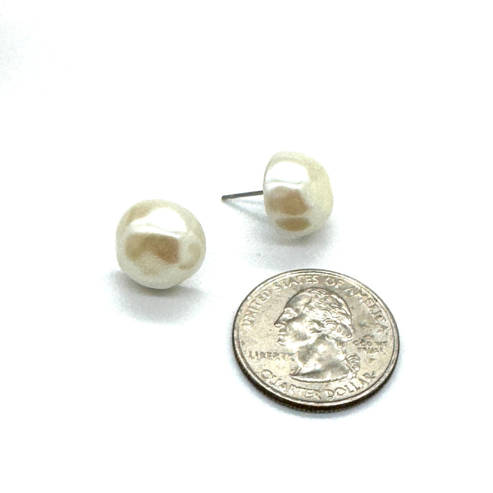 Flintstones Pearl Button Stud Earrings *DoorBuster!* by Lettie Lovendale (Ships in 2-3 Weeks)