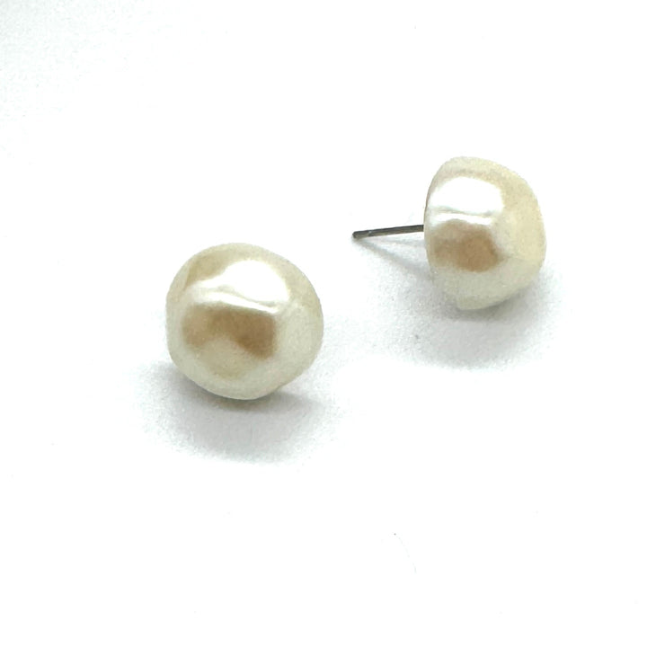Flintstones Pearl Button Stud Earrings *DoorBuster!* by Lettie Lovendale (Ships in 2-3 Weeks)