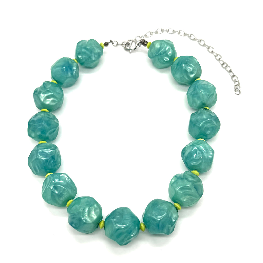 Peacock Pebble Marco Necklace by Lettie Lovendale (Ships in 2-3 Weeks)