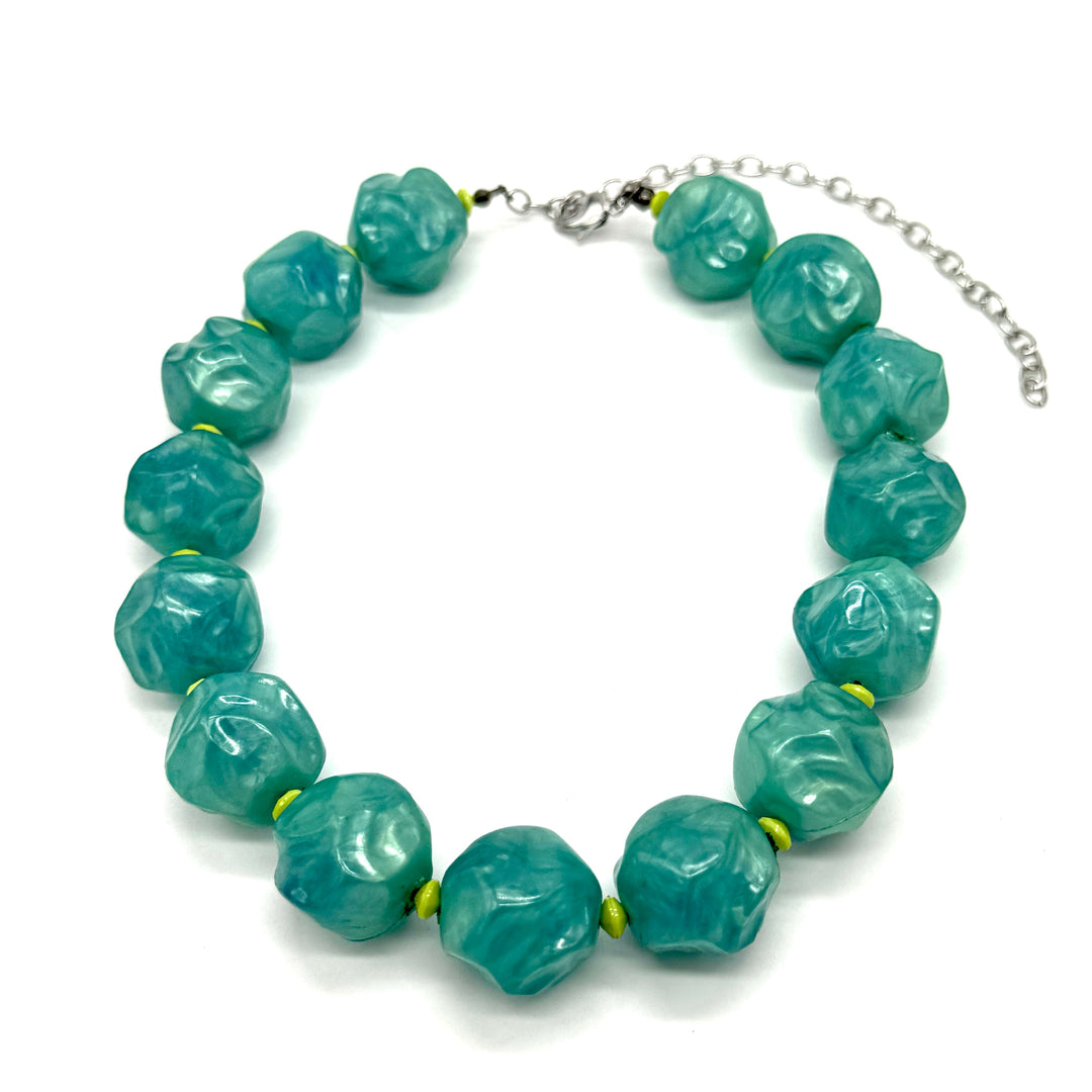 Peacock Pebble Marco Necklace by Lettie Lovendale (Ships in 2-3 Weeks)