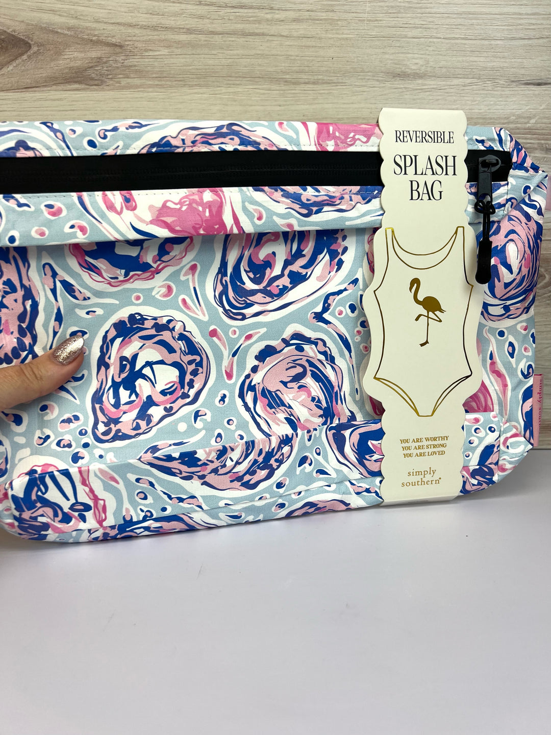 Oyster Reversible Splash Cosmetic Bag by Simply Southern