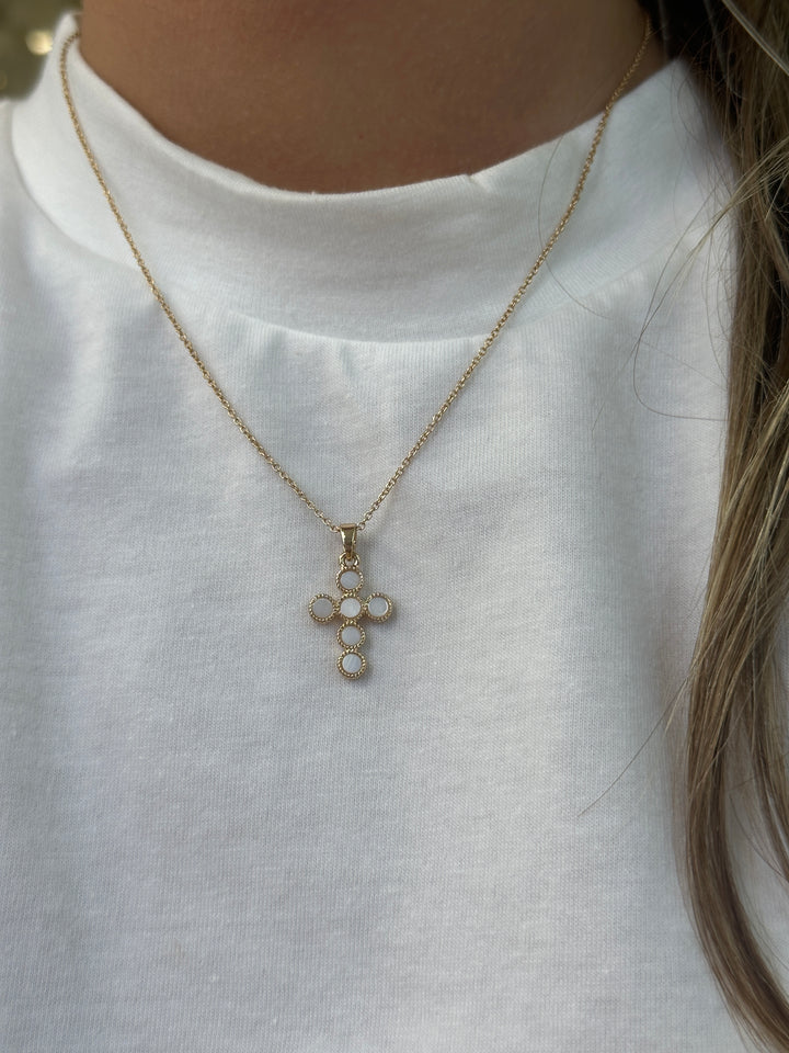 Abalone Shell Cross Pendant Necklace