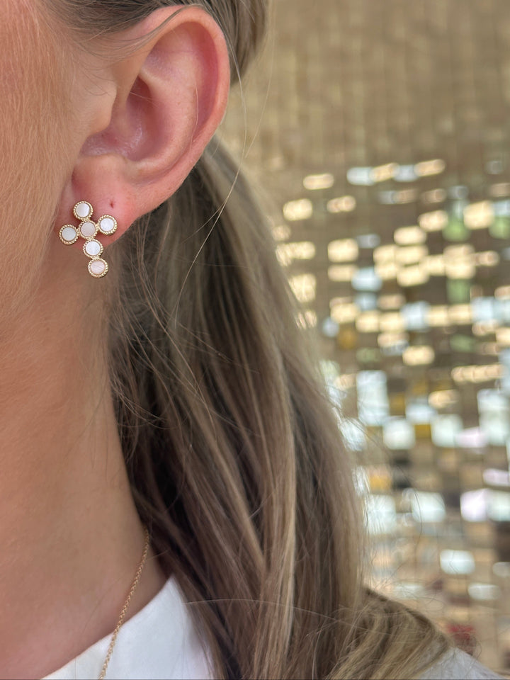 Abalone Shell Cross Stud Earrings