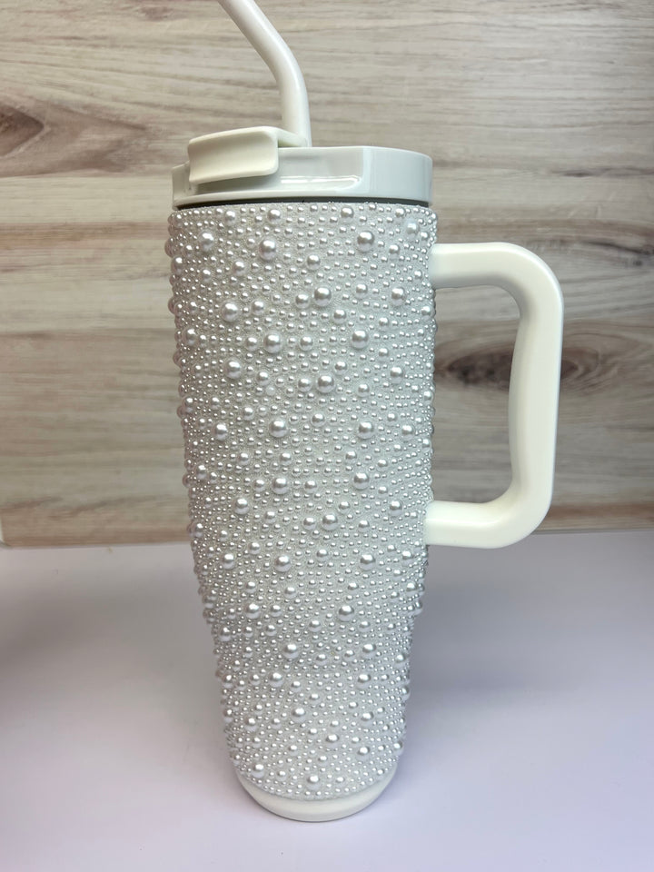 White Pearl Rhinestone Tumbler by Simply Southern