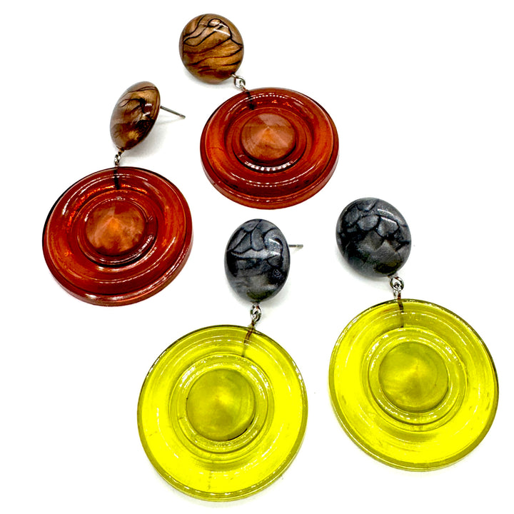 Bullseye Disc Drop Earrings by Lettie Lovendale (Ships in 2-3 Weeks)