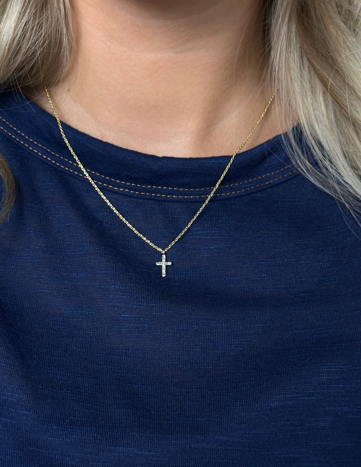 Gold Dipped Mini Cross Pendant Necklace