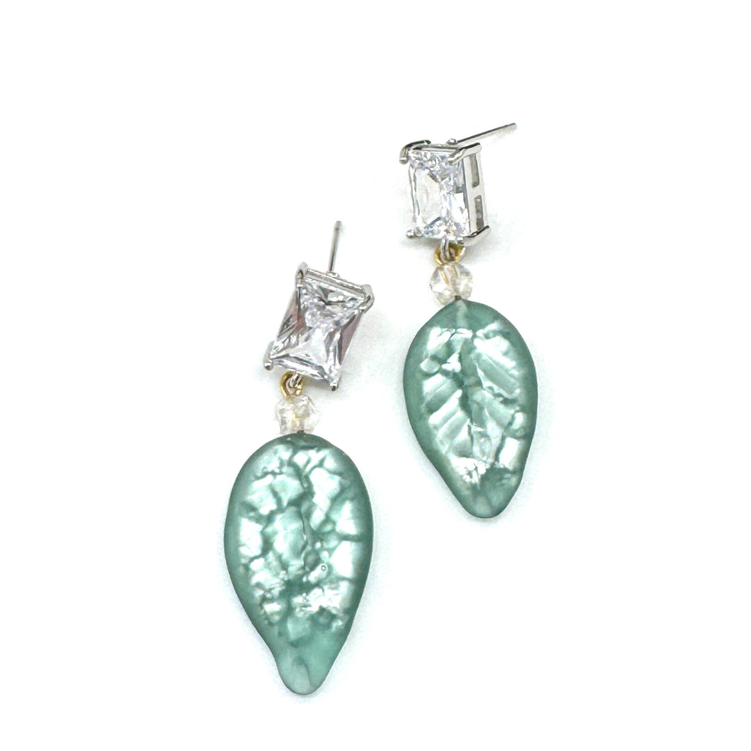 Shimmer Glass Leaf Earrings by Lettie Lovendale (Ships in 2-3 Weeks)