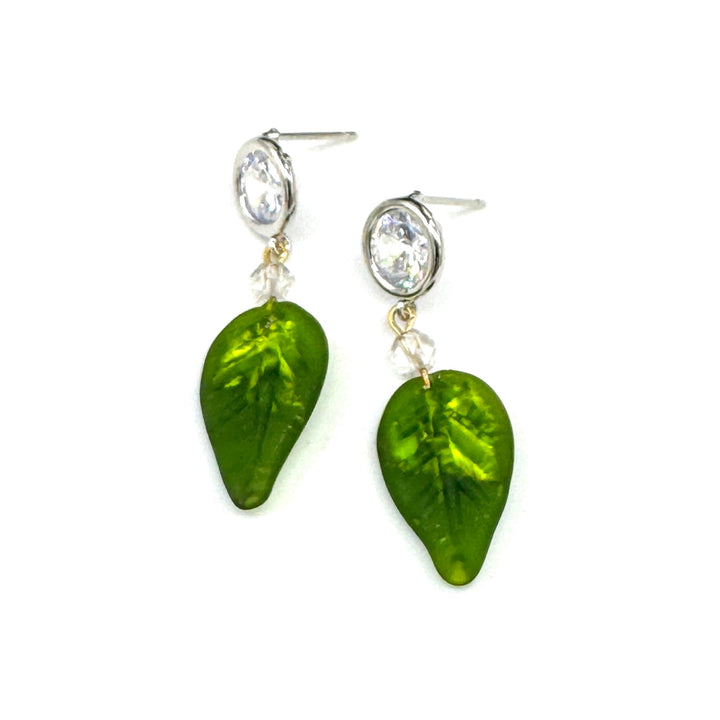 Shimmer Glass Leaf Earrings by Lettie Lovendale (Ships in 2-3 Weeks)