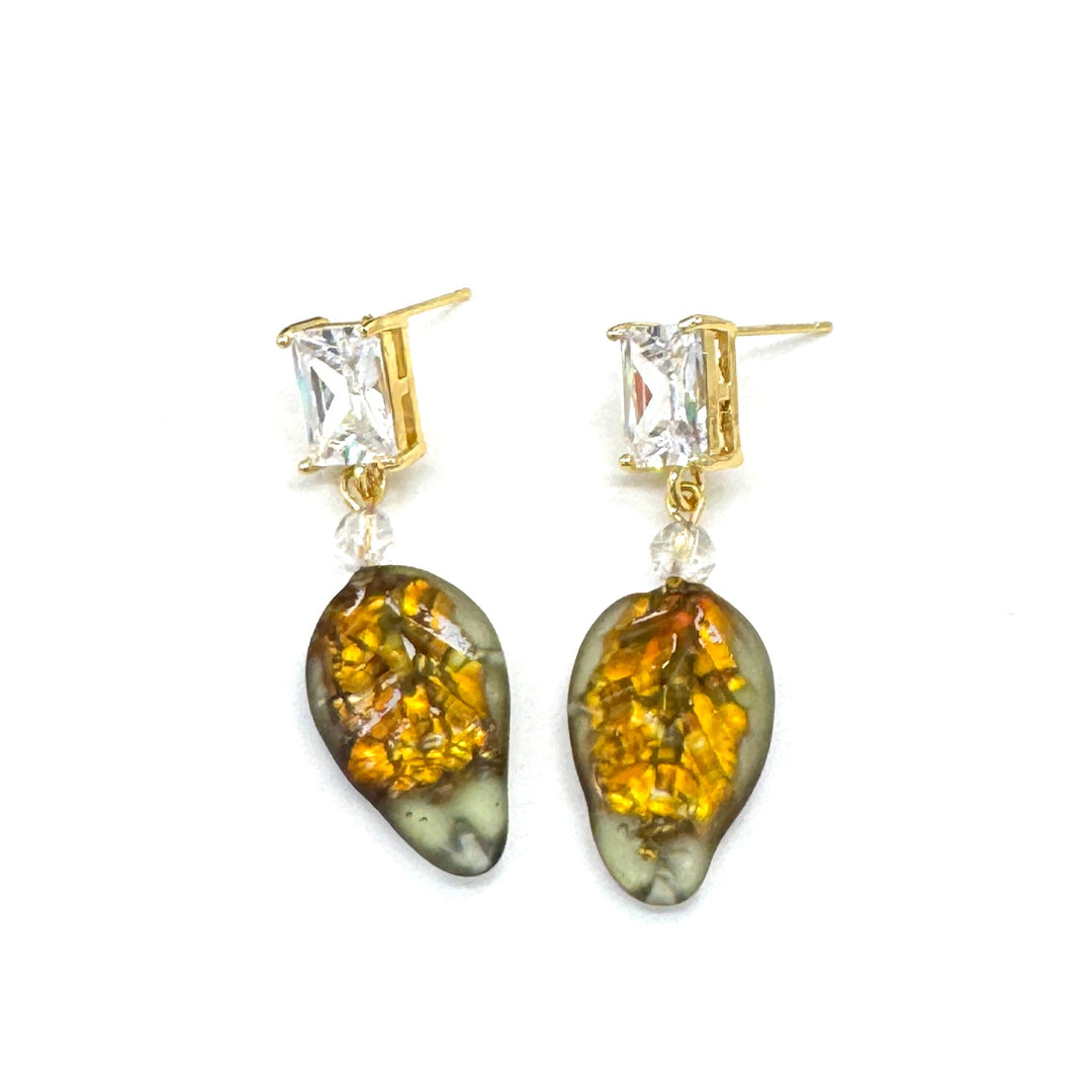 Shimmer Glass Leaf Earrings by Lettie Lovendale (Ships in 2-3 Weeks)