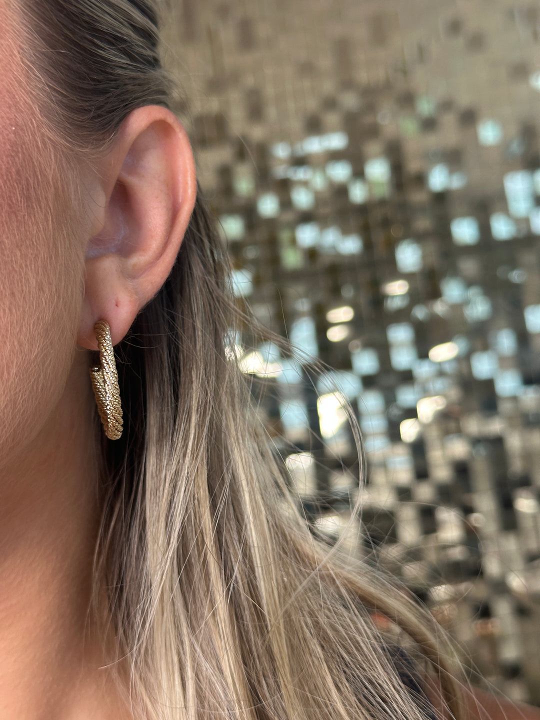 Cable Twisted Hoop Earrings - Gold