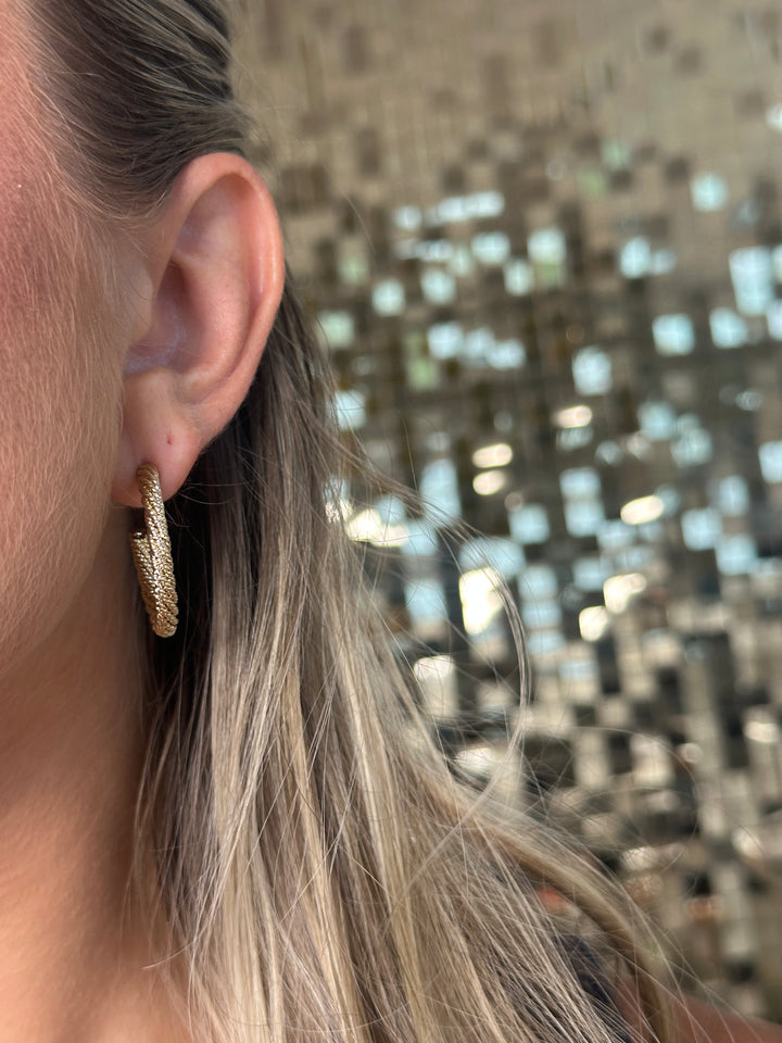 Cable Twisted Hoop Earrings - Gold
