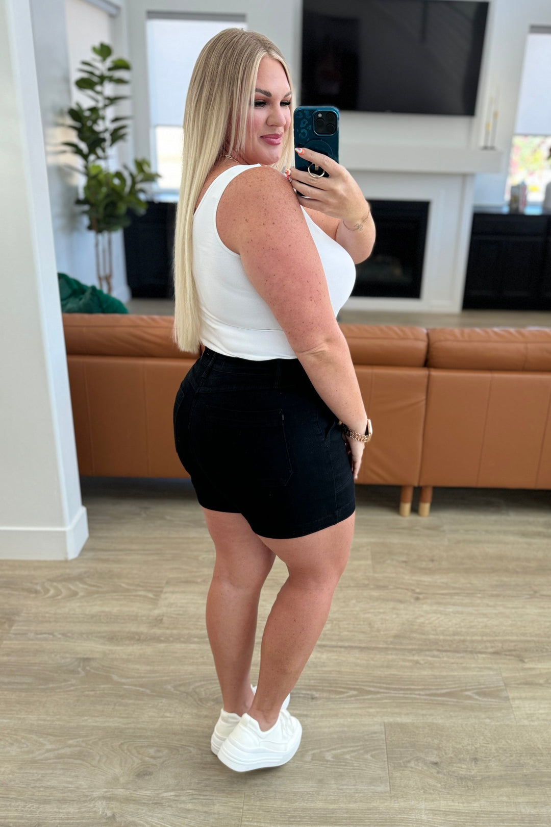 Reagan High Rise Button Fly Trouser Shorts by Judy Blue