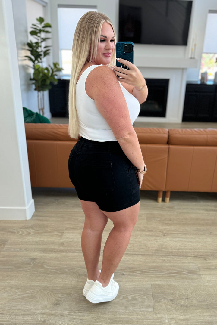 Reagan High Rise Button Fly Trouser Shorts by Judy Blue