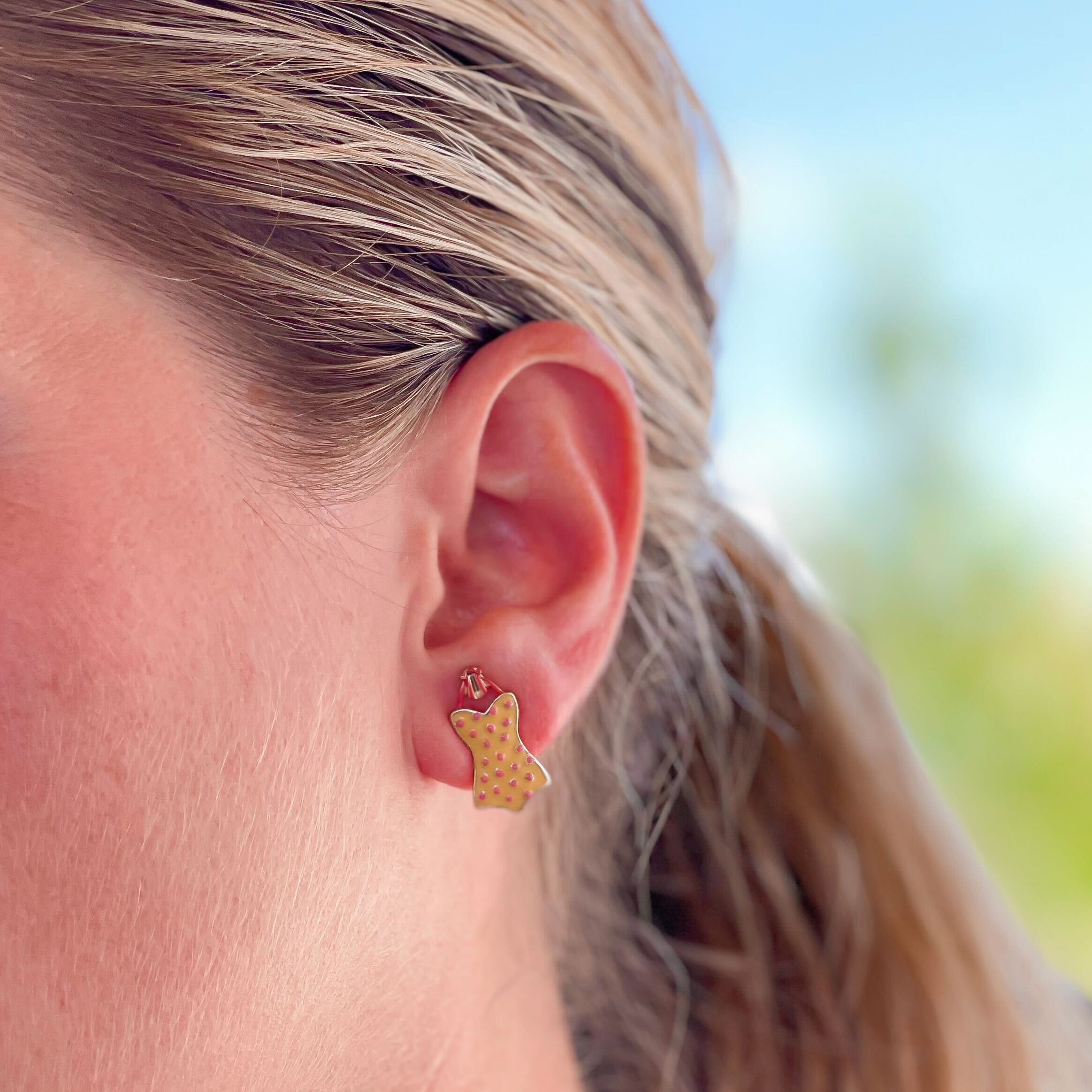 Yellow Polkadot Swimsuit Signature Enamel Studs by Prep Obsessed