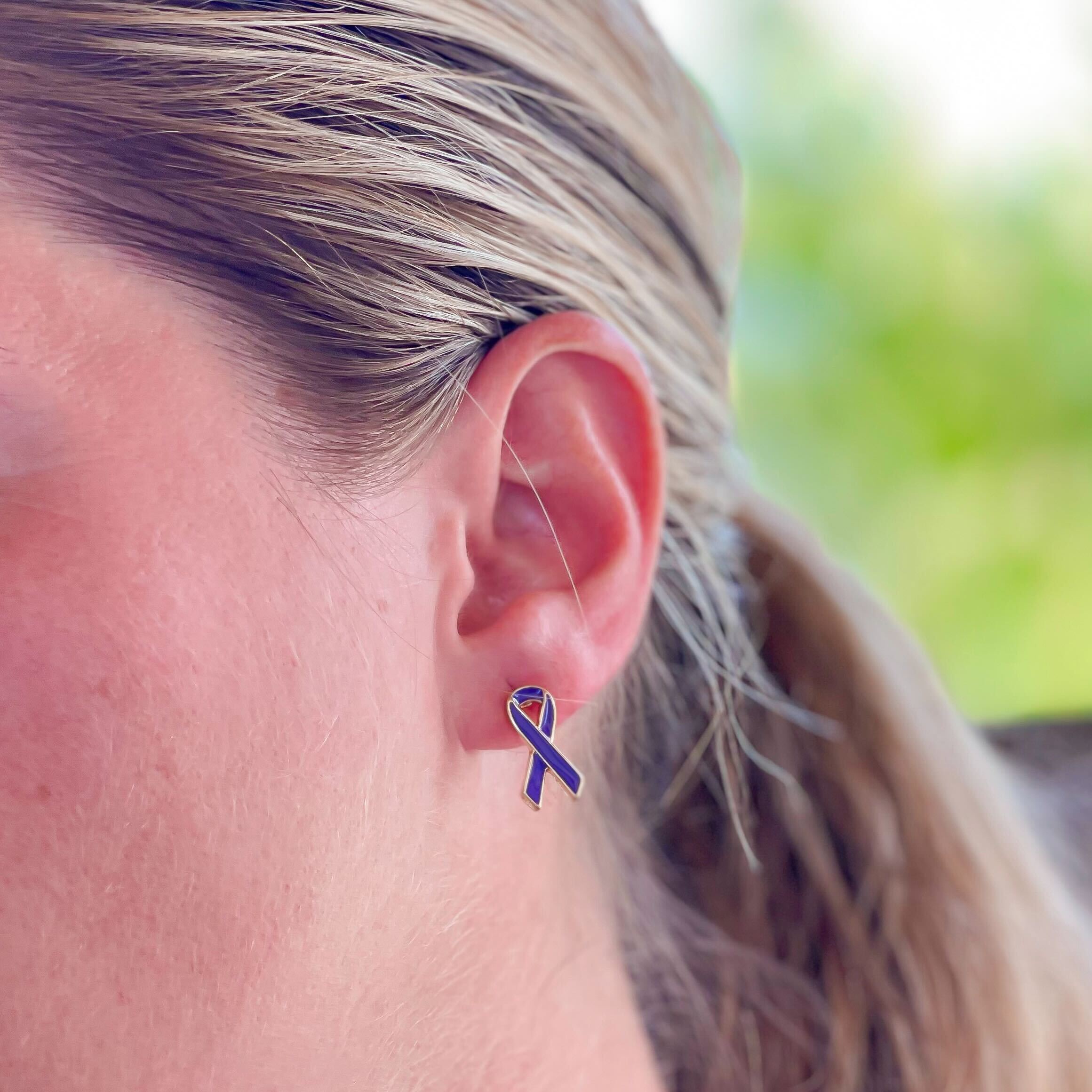 Purple Ribbon Signature Enamel Stud Earrings