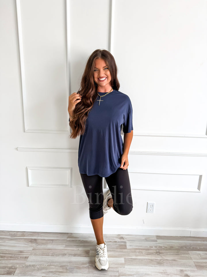 Relaxed Boyfriend Tee in Classic Navy by Birdie (Ships in 2-3 Weeks)