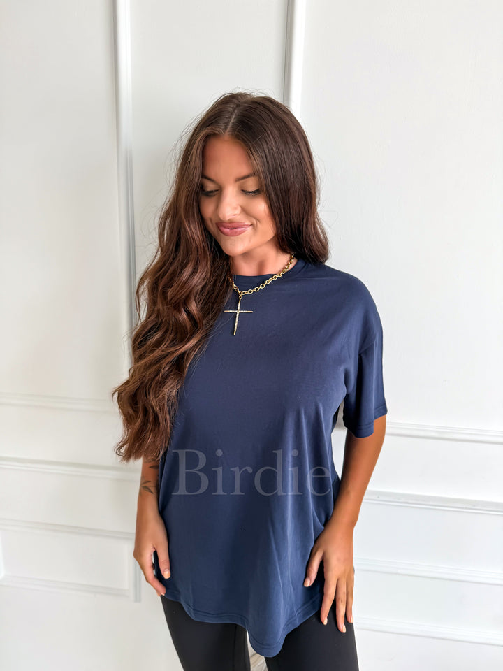 Relaxed Boyfriend Tee in Classic Navy by Birdie (Ships in 2-3 Weeks)