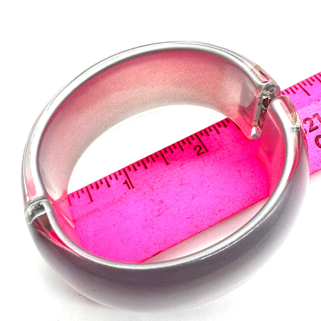 Silver Lining – Vintage Lucite Clamper Bracelet by Leetie Lovendale (Preorder: Ships in 2-3 Weeks)