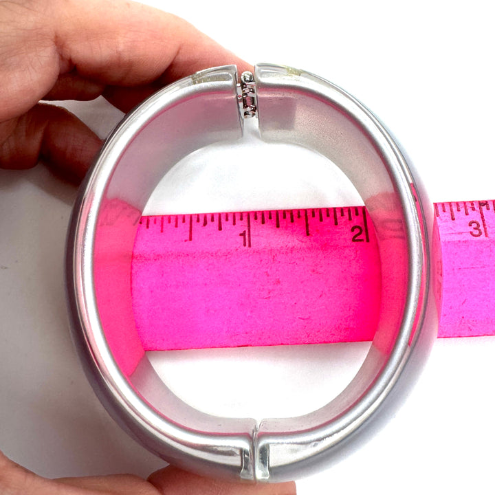 Silver Lining – Vintage Lucite Clamper Bracelet by Leetie Lovendale (Preorder: Ships in 2-3 Weeks)