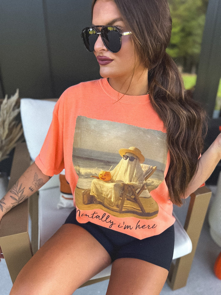 (Ghost) Mentally I'm Here Graphic Tee on Melon by Birdie (SEPT ARRAY: Ships in 3-4 Weeks)
