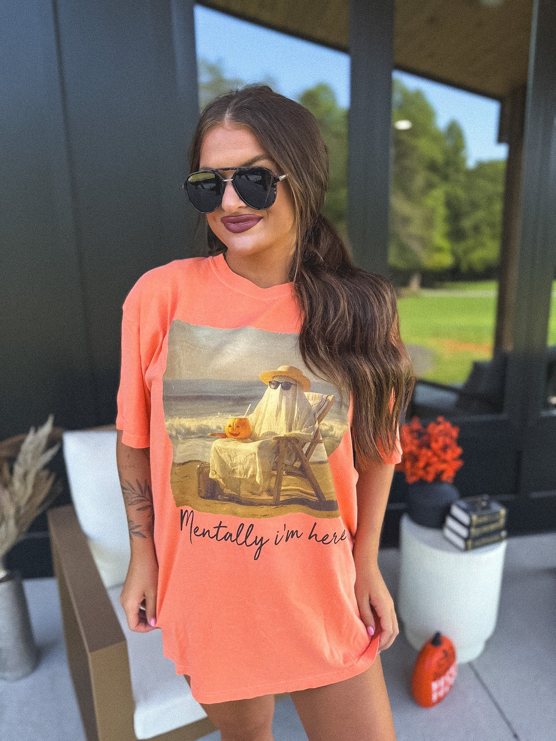 (Ghost) Mentally I'm Here Graphic Tee on Melon by Birdie (SEPT ARRAY: Ships in 3-4 Weeks)
