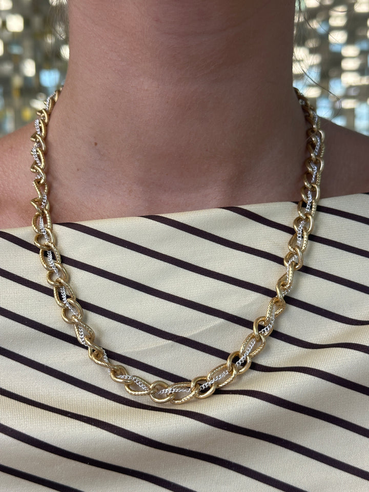 Two Tone Gold Plated Link Necklace