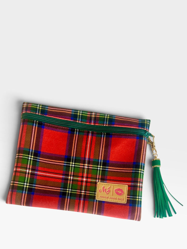 Christmas Wishes Red Plaid - Top Zip Small by Makeup Junkie (Ready to Ship)
