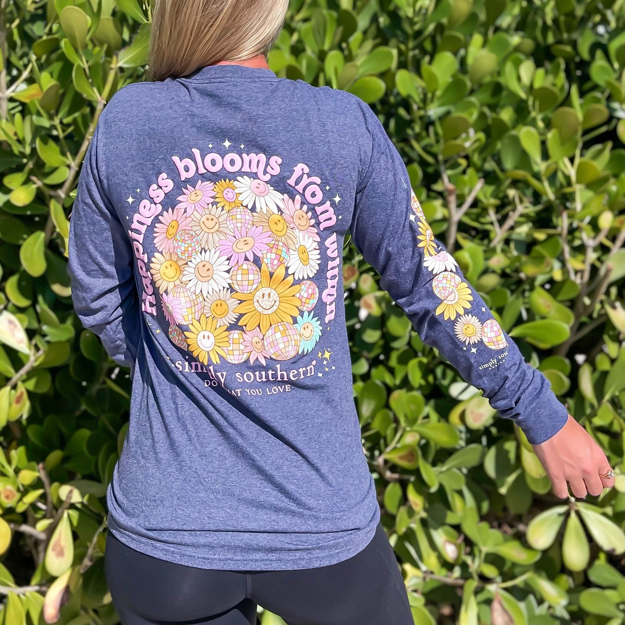 'Happiness Blooms From Within' Long Sleeve Tee by Simply Southern